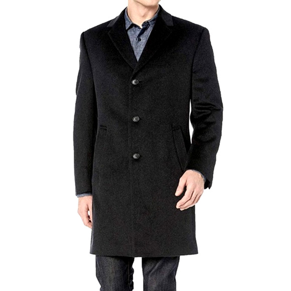 Kenneth Cole Reaction L Wool Top Coat Long Single Breasted Jacket Dark Gray 42 - Picture 1 of 7